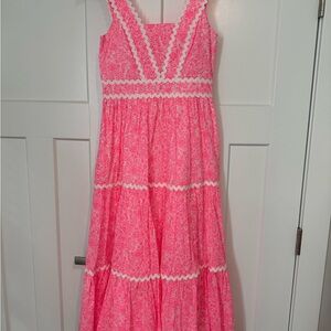 Lilly Pulitzer Pink Floral Dress with White Lace